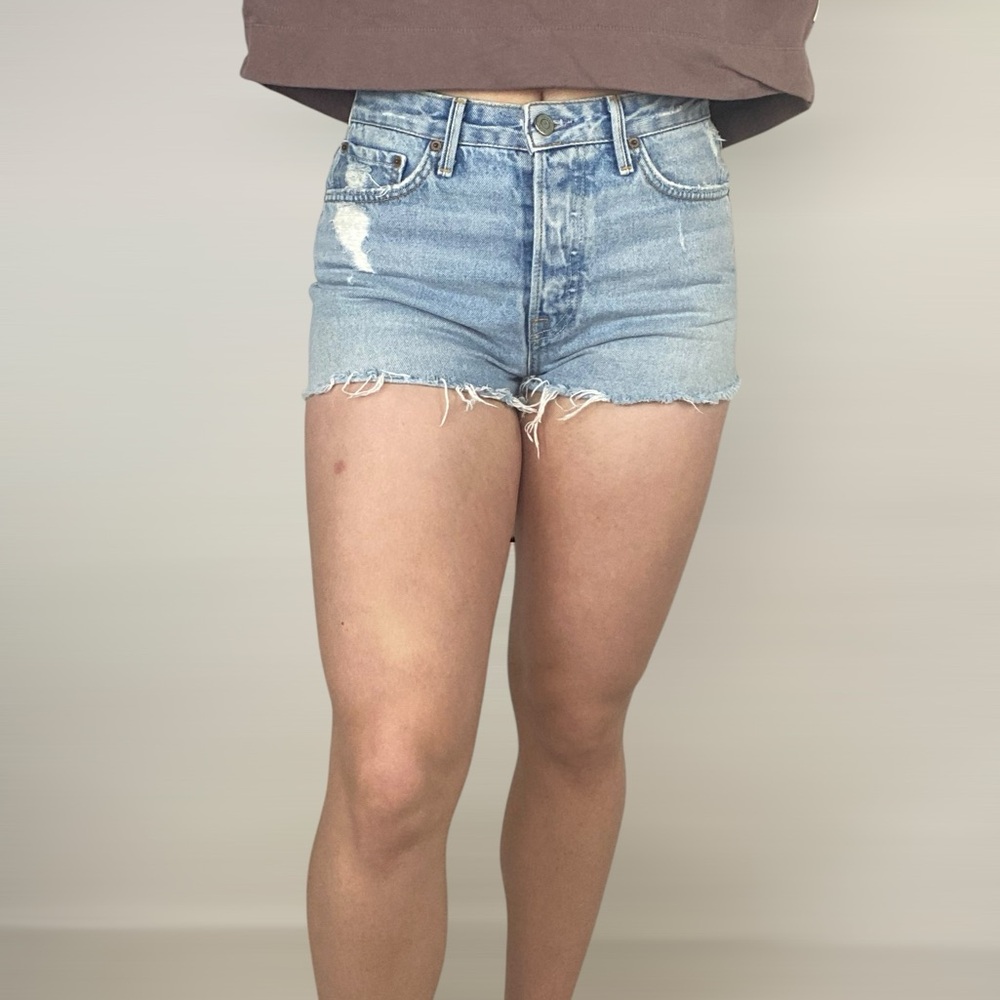 GRLFRND Cindy High Rise Distressed Jean Denim Short in Color You Needed Me Boho - Picture 3 of 8